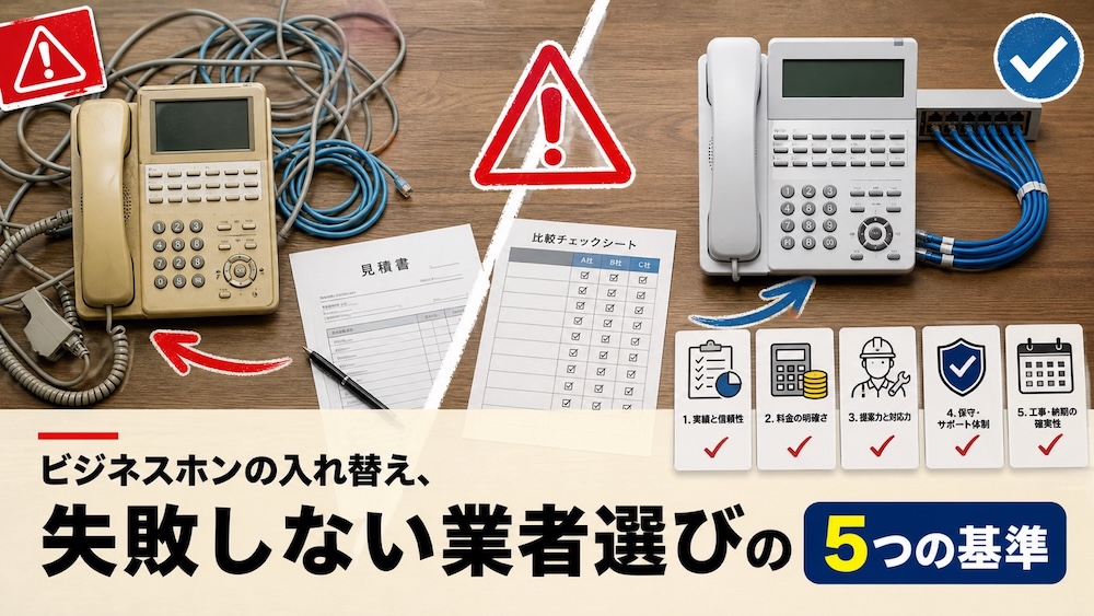 ビジネスホンの入れ替え、失敗しない業者選びの5つの基準